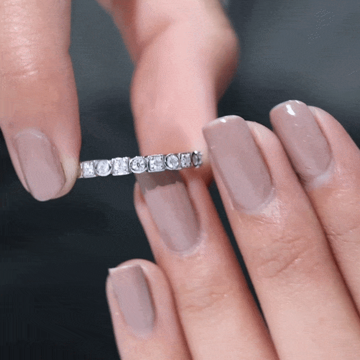 Certified Moissanite Geometric Wedding Band
