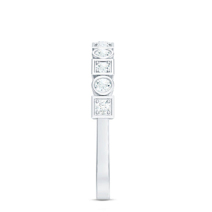 Certified Moissanite Geometric Wedding Band