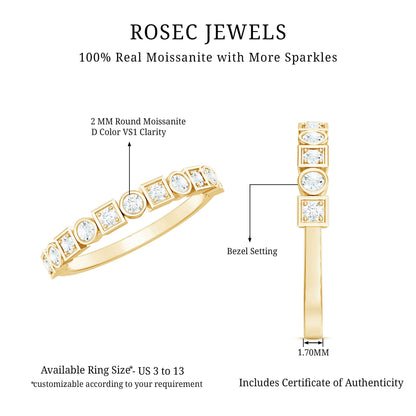 Certified Moissanite Geometric Wedding Band