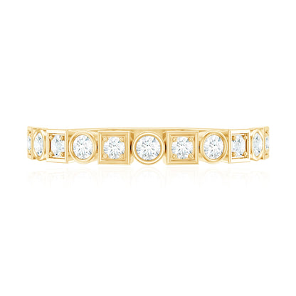 Certified Moissanite Geometric Wedding Band