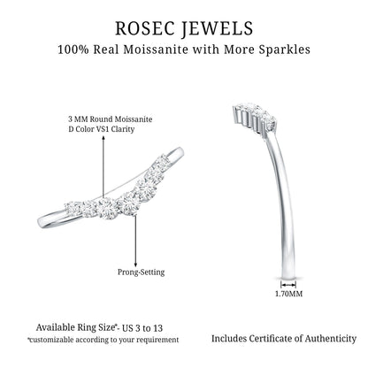 Certified Moissanite Chevron Ring Enhancer for Women