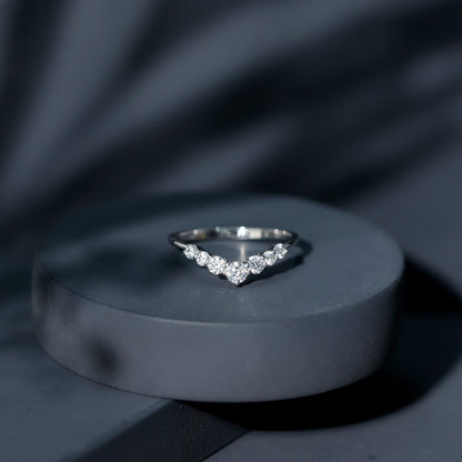 Certified Moissanite Chevron Ring Enhancer for Women