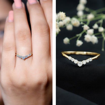Certified Moissanite Chevron Ring Enhancer for Women