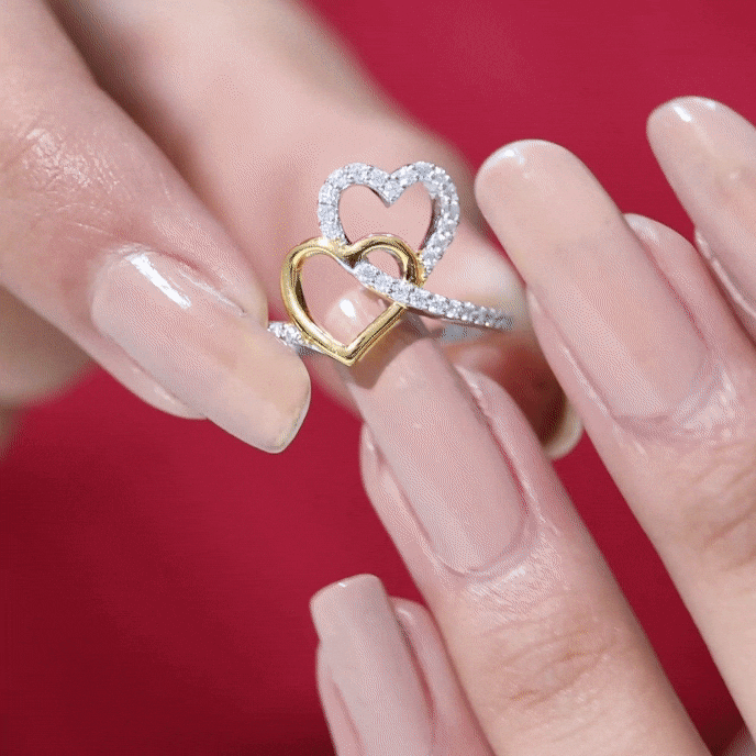 Certified Moissanite 2 Heart Promise Ring