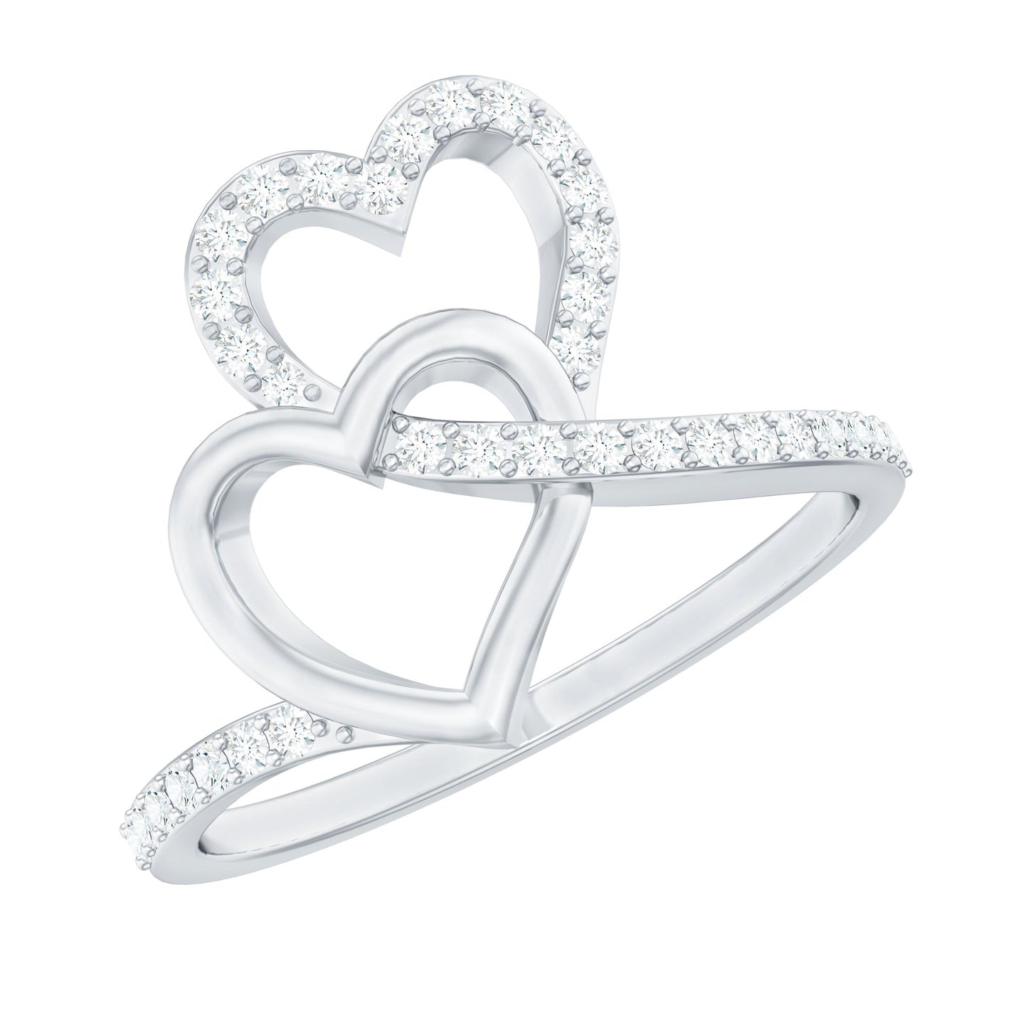 Certified Moissanite 2 Heart Promise Ring