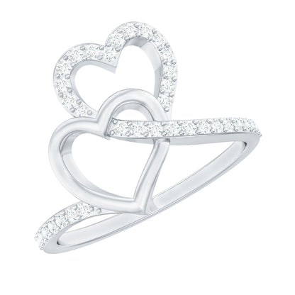 Certified Moissanite 2 Heart Promise Ring