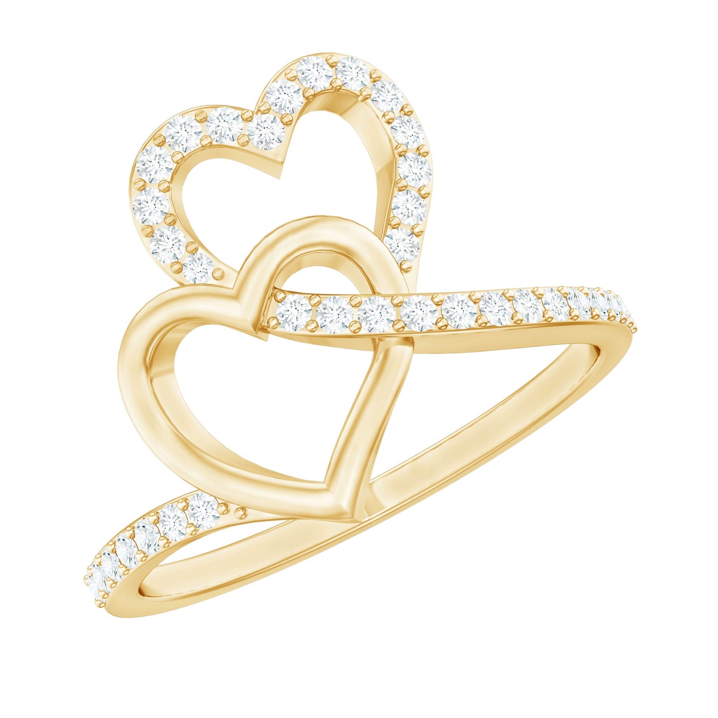Certified Moissanite 2 Heart Promise Ring