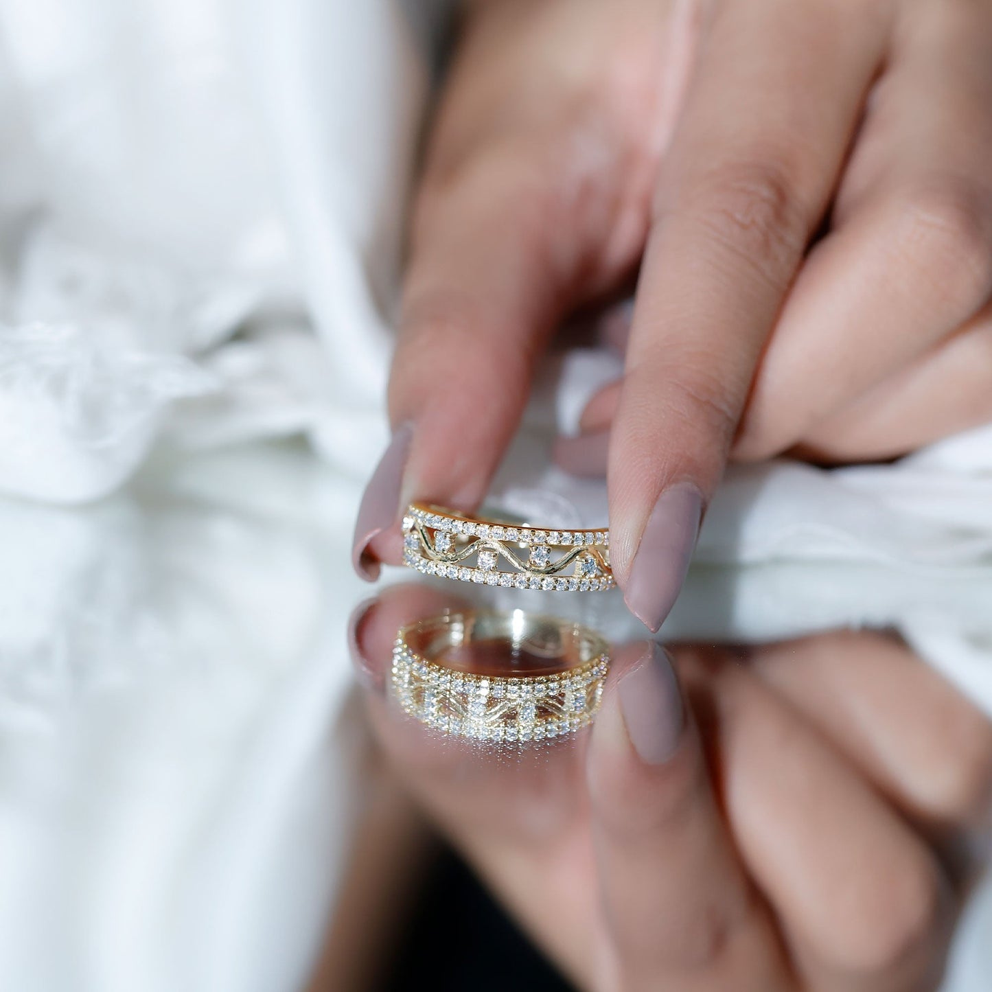Certified Moissanite Wedding Anniversary Band for Her