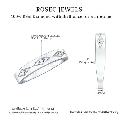 Certified Three Diamond Wedding Band Ring