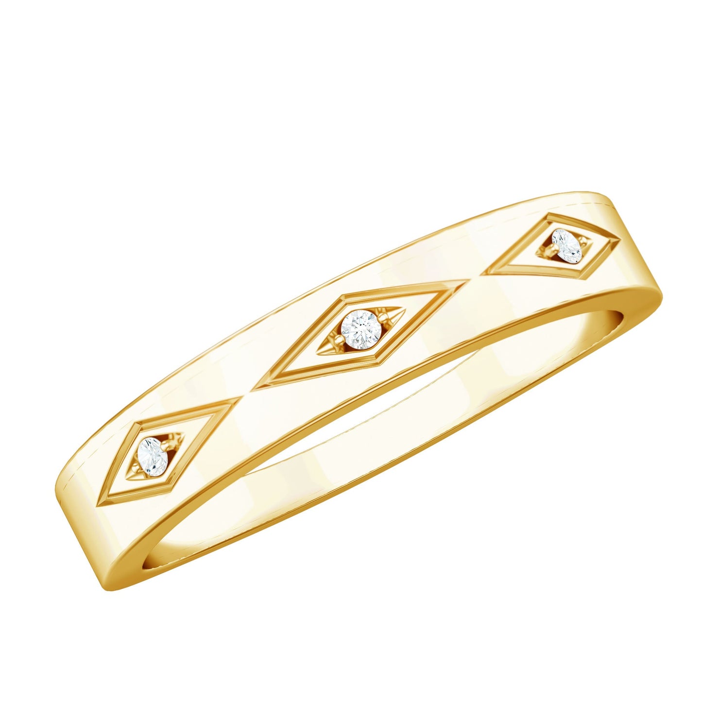 Certified Three Diamond Wedding Band Ring