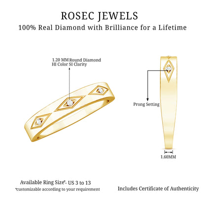 Certified Three Diamond Wedding Band Ring