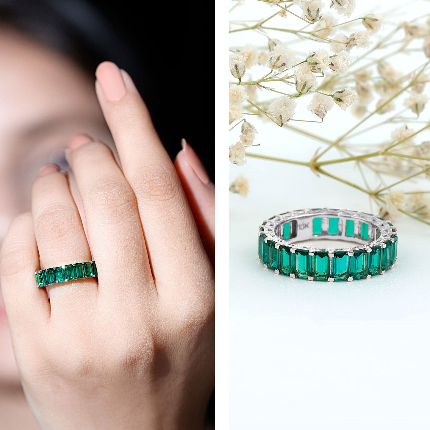 Certified Lab Created Emerald Full Eternity Ring