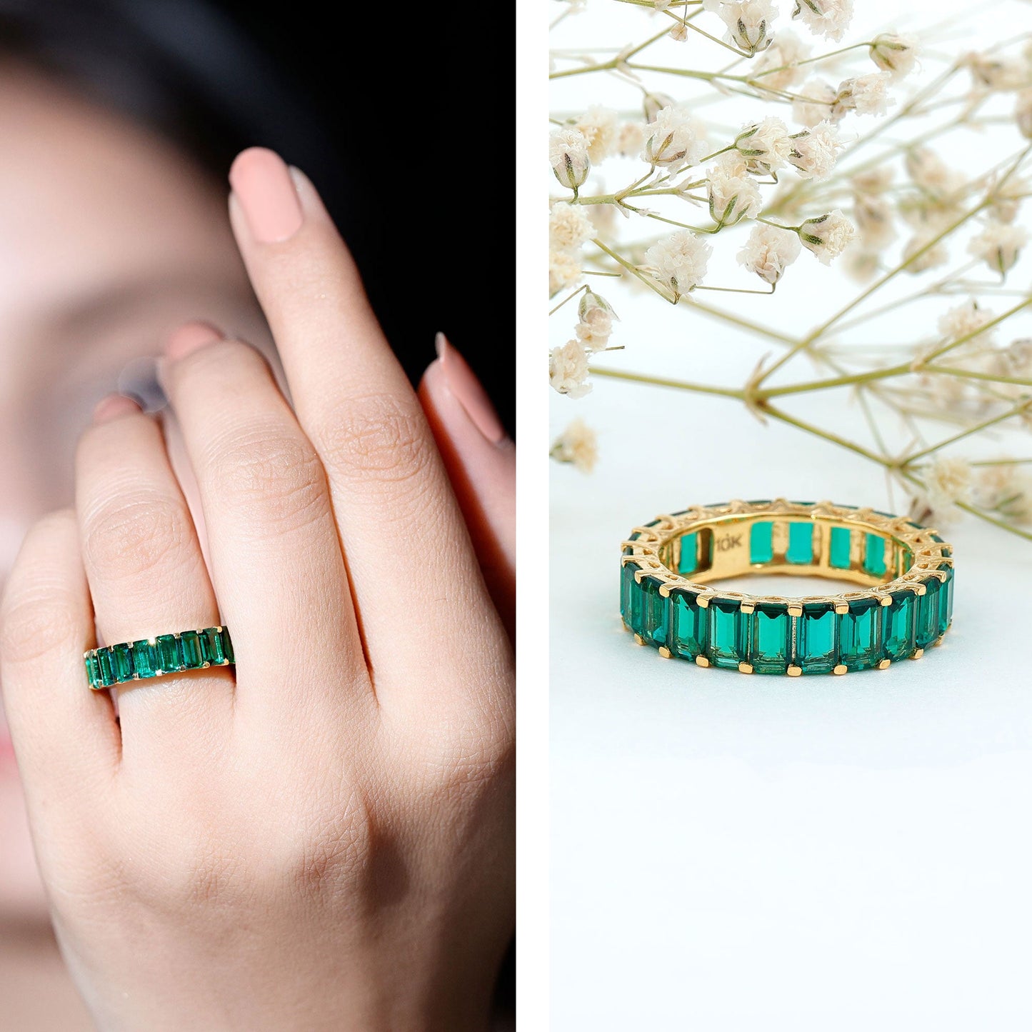 Certified Lab Created Emerald Full Eternity Ring