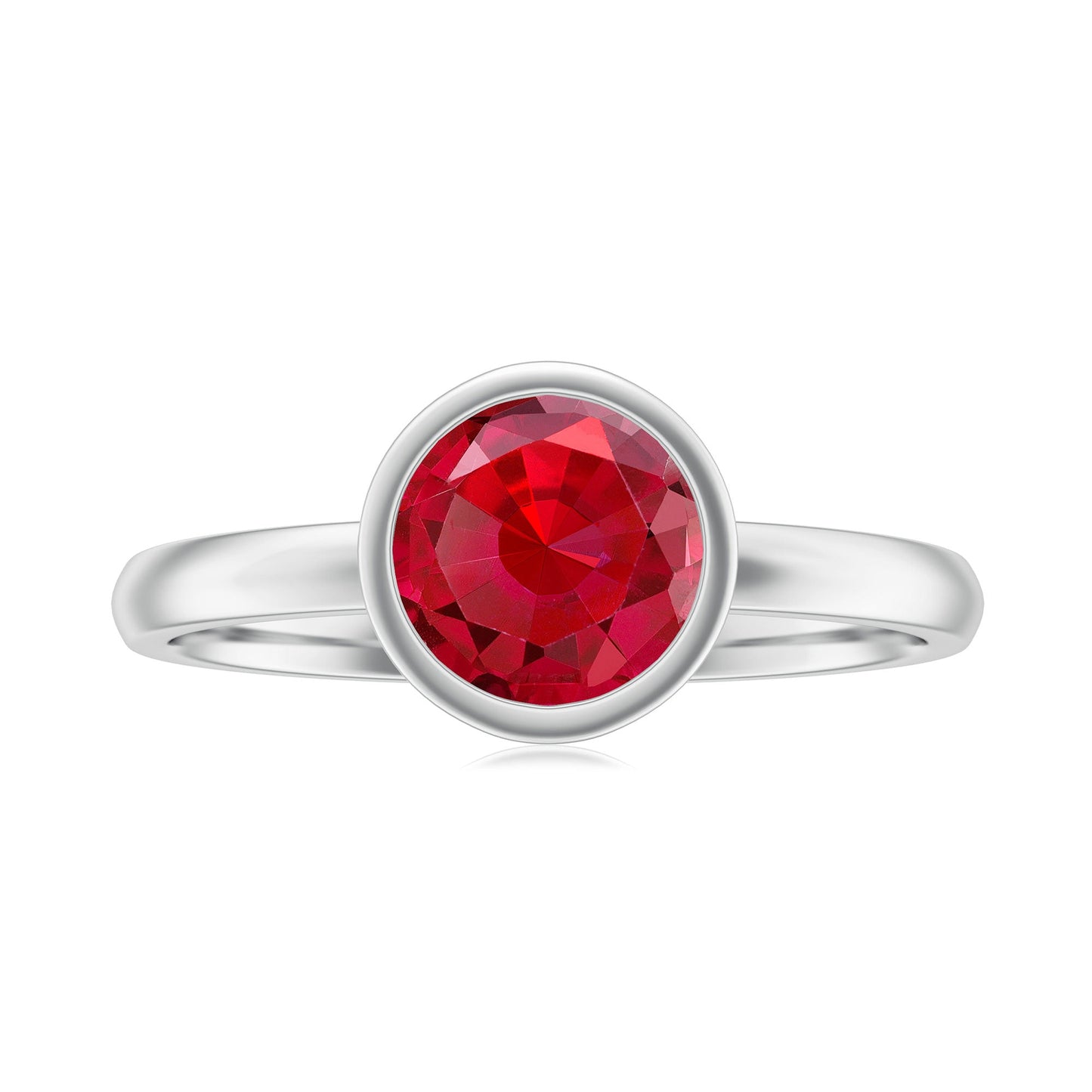 Bezel Set 2.3 Carat Lab Created Ruby Solitaire Engagement Ring