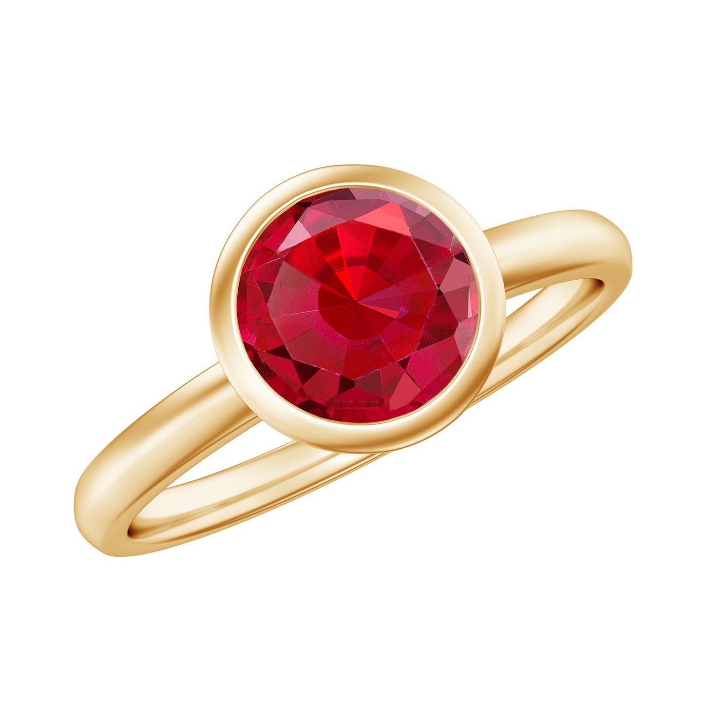 Bezel Set 2.3 Carat Lab Created Ruby Solitaire Engagement Ring