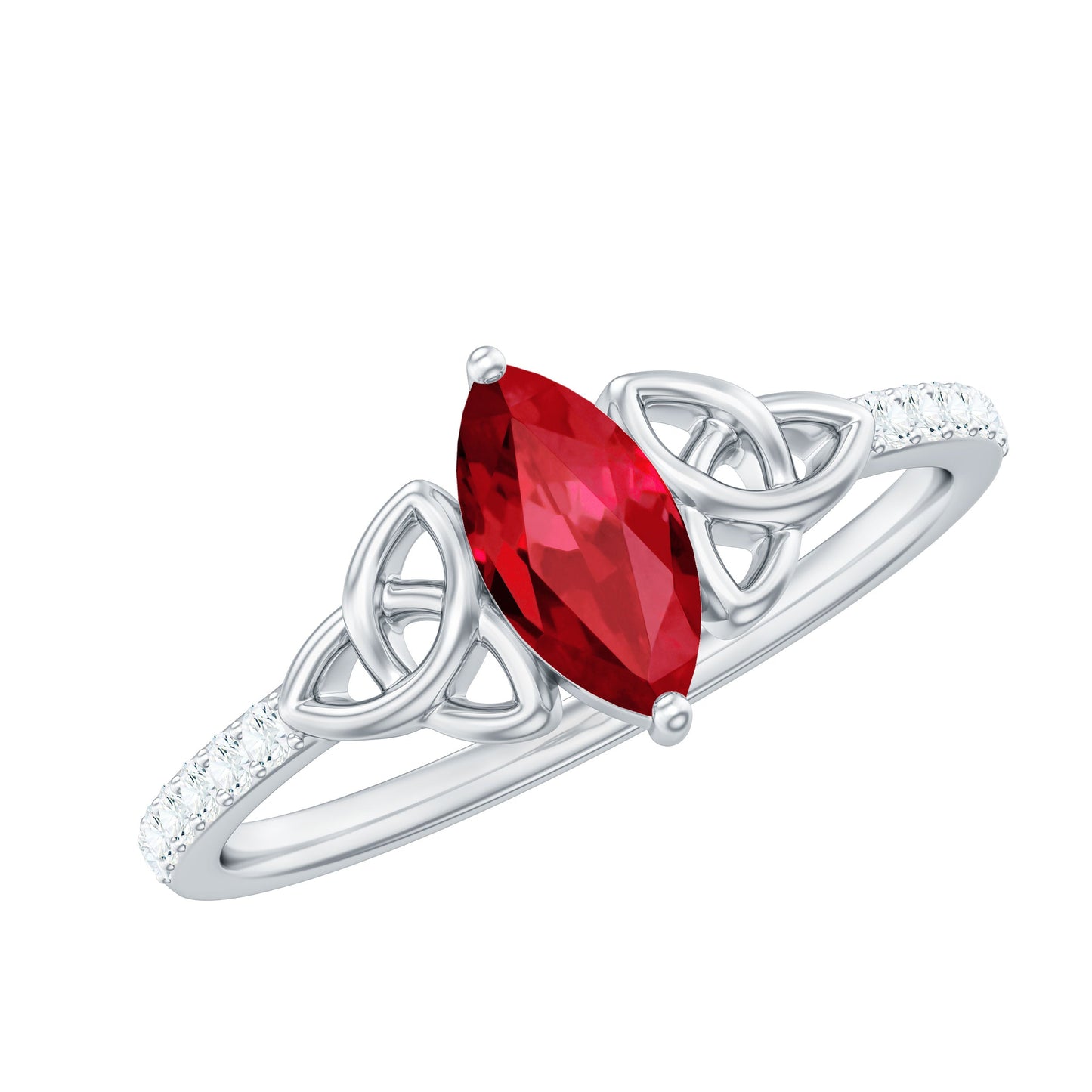 0.75 Carat Lab Grown Ruby Celtic Knot Ring with Diamond