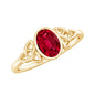 Oval Shaped 1.5 Carat Lab Grown Ruby Celtic Engagement Ring in Bezel Setting