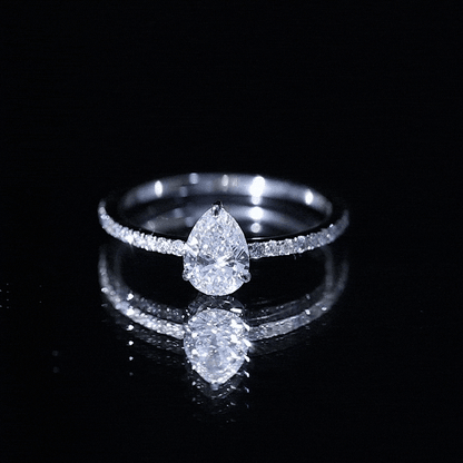Certified Moissanite Teardrop Engagement Ring with Side Stones