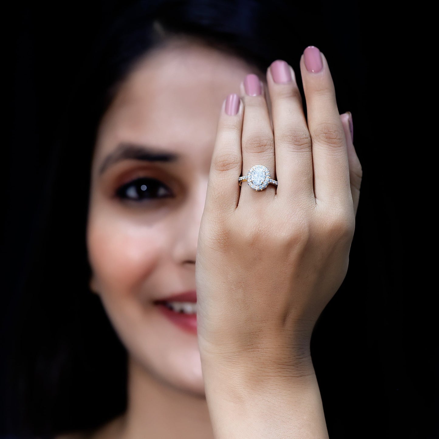 Brilliant Cut Moissanite Classic Engagement Ring with Halo
