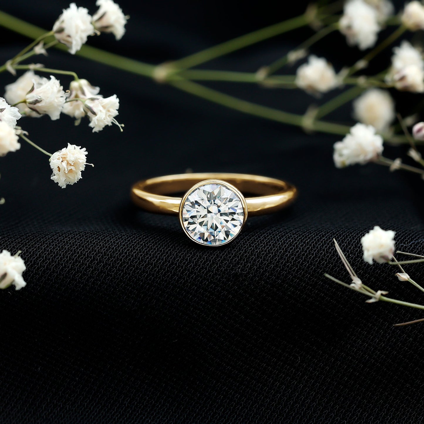 1.3 CT Moissanite Bezel Set Engagement Ring For Women