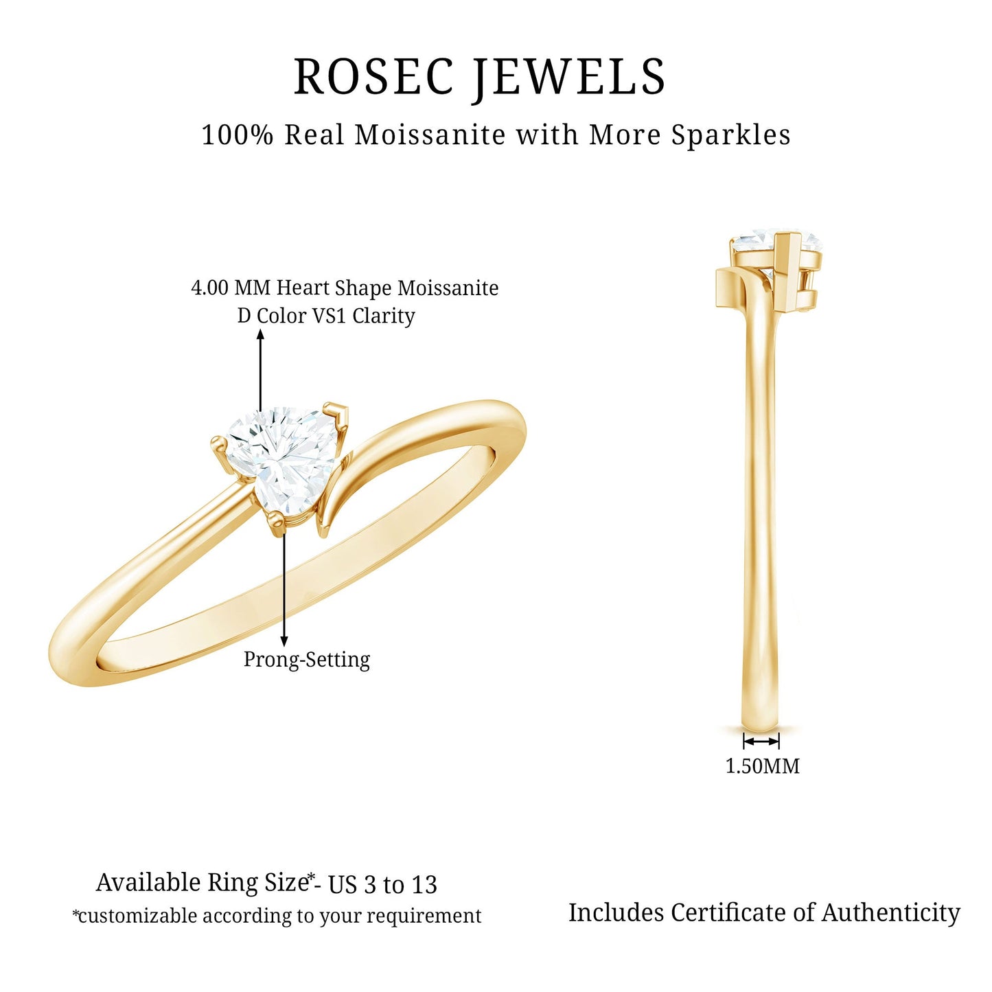 Heart Shaped Moissanite Dainty Promise Ring for Her
