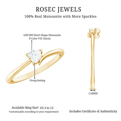 Heart Shaped Moissanite Dainty Promise Ring for Her