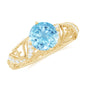 0.8 Carat Vintage Style Aquamarine and Diamond Engagement Ring