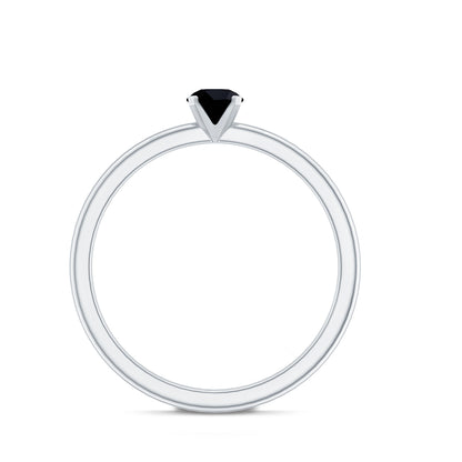 Simple Black Onyx Solitaire Promise Ring for Women