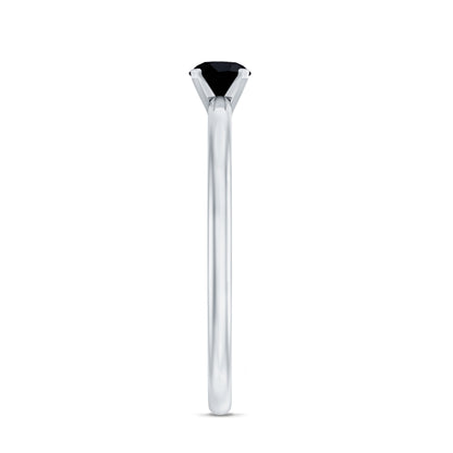 Simple Black Onyx Solitaire Promise Ring for Women