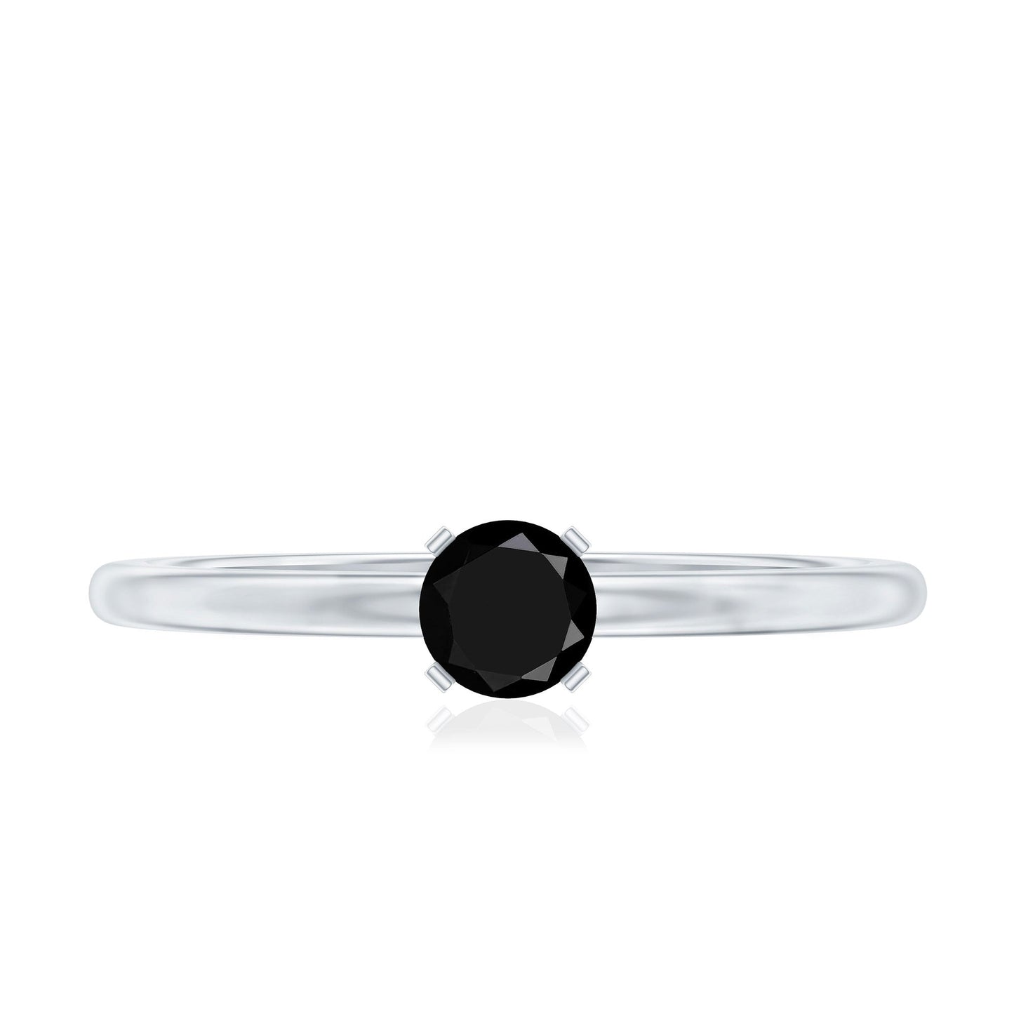 Simple Black Onyx Solitaire Promise Ring for Women