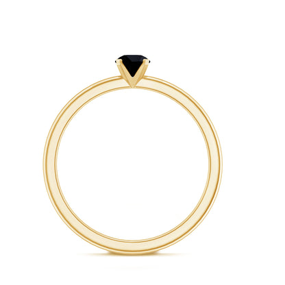 Simple Black Onyx Solitaire Promise Ring for Women