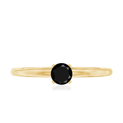 Simple Black Onyx Solitaire Promise Ring for Women