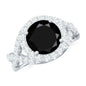 Certified 2 Carat Black Onyx Crossover Engagement Ring with Moissanite Halo