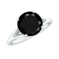 Real 2 Carat Black Onyx Solitaire Ring with Hidden Moissanite