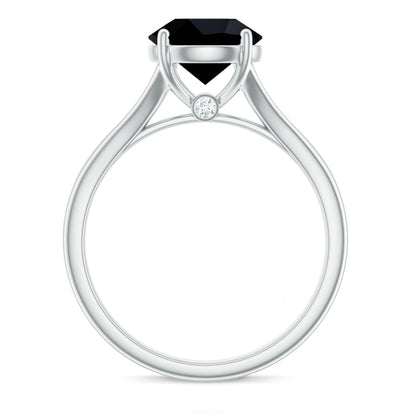 Real 2 Carat Black Onyx Solitaire Ring with Hidden Moissanite