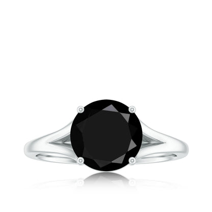 Real 2 Carat Black Onyx Solitaire Ring with Hidden Moissanite