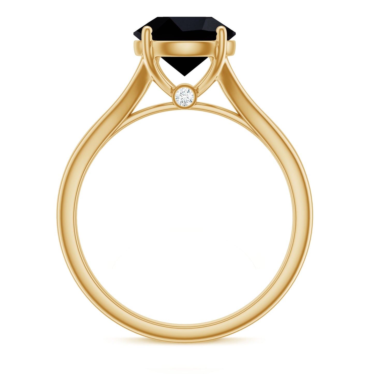 Real 2 Carat Black Onyx Solitaire Ring with Hidden Moissanite