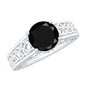 Vintage Style Black Spinel Diamond Engagement Ring with Celtic Knot