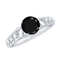 Art Deco Inspired Black Spinel Solitaire Engagement Ring with Diamond