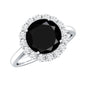 Natural 2.6 Carat Black Spinel Engagement Ring with Diamond Halo