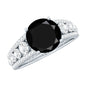 2 Carat Round Black Onyx Statement Engagement Ring with Moissanite Side Stones