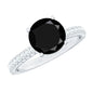 2 Carat Solitaire Black Onyx Engagement Ring with Moissanite
