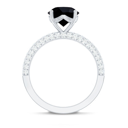 2 Carat Solitaire Black Onyx Engagement Ring with Moissanite