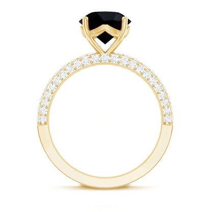 2 Carat Solitaire Black Onyx Engagement Ring with Moissanite