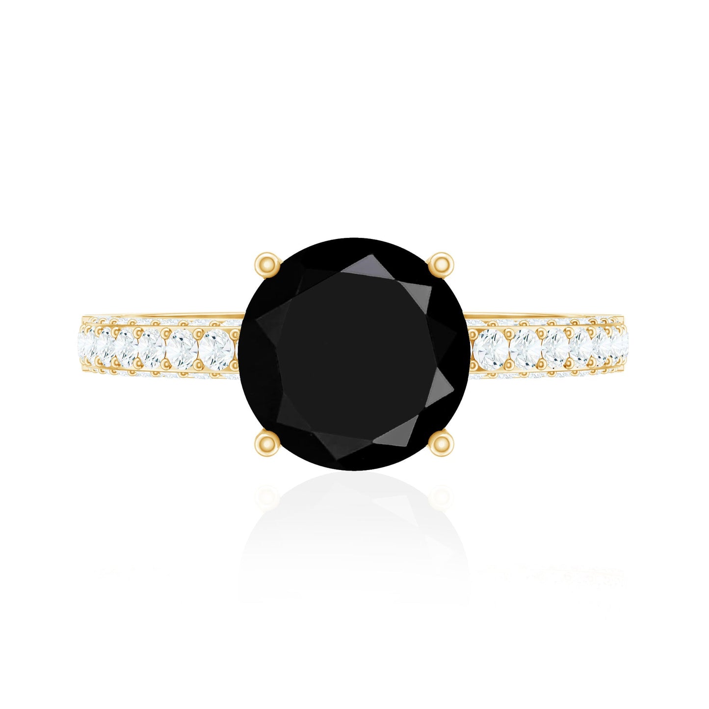 2 Carat Solitaire Black Onyx Engagement Ring with Moissanite