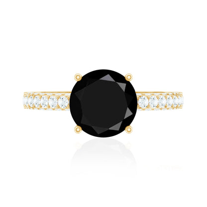 2 Carat Solitaire Black Onyx Engagement Ring with Moissanite
