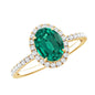 6x8mm Oval Cut Lab Created Emerald Halo Engagement Ring with Diamond