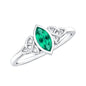 Certified 0.6 Carat Lab Grown Emerald Marquise Promise Ring with Celtic Knot