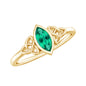 Certified 0.6 Carat Lab Grown Emerald Marquise Promise Ring with Celtic Knot