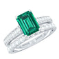 Lab Grown 1.6 Carat Emerald Cut Emerald Engagement Ring with Wedding Band